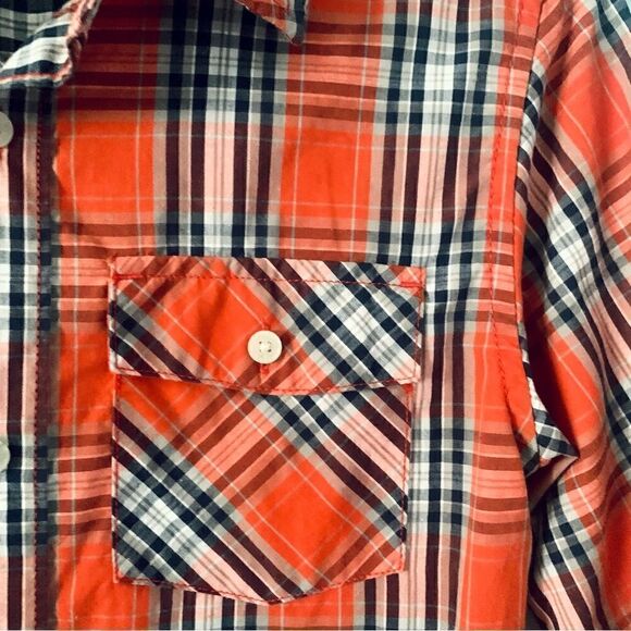 Urban Pipeline Orange Plaid Button Down Shirt Size Medium - Picture 3 of 10